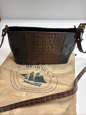 Brahmin vintage crossbody bag, leather, two toned.